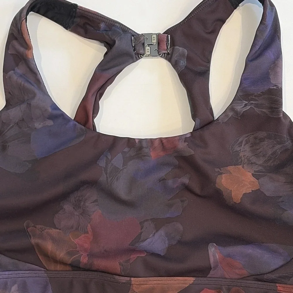 Athleta Women's Ultimate Printed Sports Bra Frozen Floral Warm Size Medium